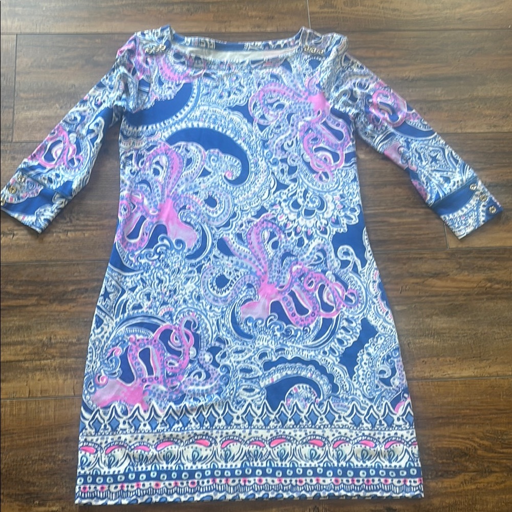 Lilly Pulitzer Blue and Pink Patterned Dress